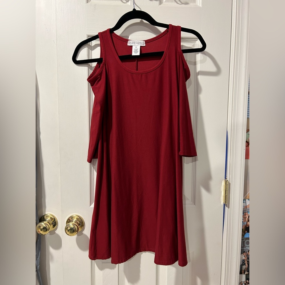 cold-shoulder red dress